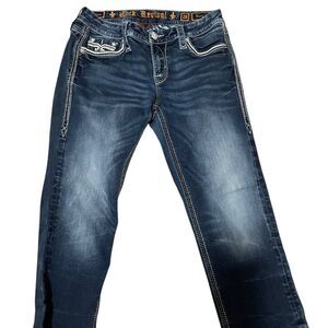 Rock Revival  Sukara Easy Crop Jeans Embellished Embroidered Women's sz 29